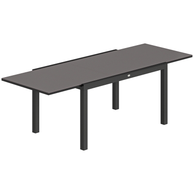 Outsunny Masă de Grădină Extensibilă pentru 8-10 Persoane cu Blat din Sticlă Temperată, din Aluminiu, 140/240x90 cm, Negru