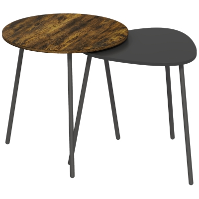 HOMCOM Nesting Side Table Set of 2 - Rustic Brown