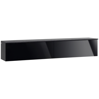 HOMCOM 160cm High Gloss Floating TV Unit Stand for TVs up to 70", Wall Mounted TV Cabinet with Storage Cupboards, Grey and Black