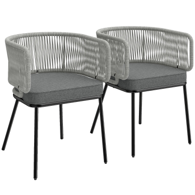 Outsunny Fauteuils Jardin Résine Tressée 55x57x75cm Gris Clair
