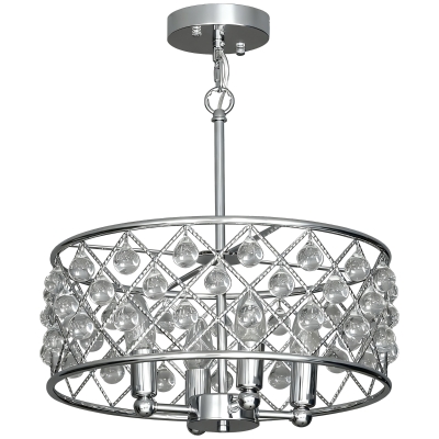 HOMCOM 51 Crystallite Four-Bulb Chandelier - Silver-Tone