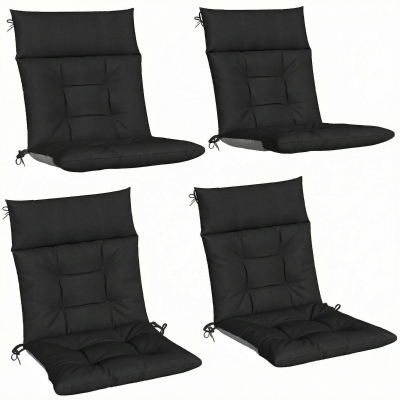 Outsunny Patio Chair Cushions Set of 4, Waterproof Non-Slip Lounge Chair Cushions, 112x53cm, Black