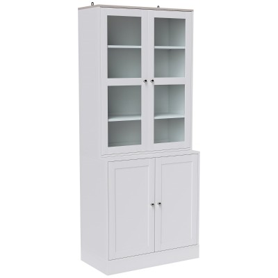 HOMCOM Double Storage Display Cabinet - White