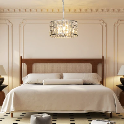 HOMCOM 72 Glass Crystallite Chandelier - Silver-Tone