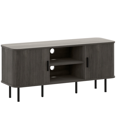 HOMCOM TV Stand Cabinet for TVs up to 55 Inches, TV Unit with Storage Shelves and Cupboard for Living Room, Grey