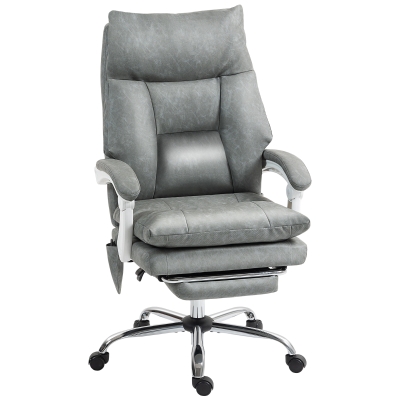 HOMCOM Faux Leather Office Chair, with Inflatable Lumbar - Grey
