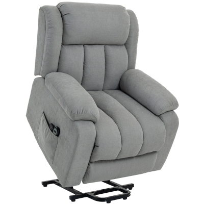 HOMCOM Power Lift Recliner Chair with Vibration Massage, Lift Chair for Elderly with Footrest, Remote, Side Pocket, Light Grey