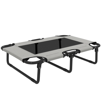 PawHut Erhöhtes Hundebett klappbar Haustierbett, Outdoor Hundeliege mit Netzdesign Hellgrau Oxford 75 x 51 x 18 cm