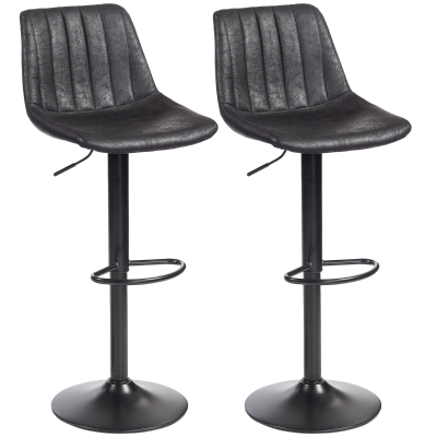 HOMCOM Tabourets Bar Rétro Lot de 2 Hauteur Réglable Noir