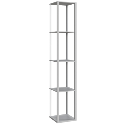 HOMCOM RGB LED Floor Lamp with Shelves, Modern Dimmable Standing Lamp with Remote Control, Adjustable Brightness & Speed for Living Room, Bedroom, Office, Grey