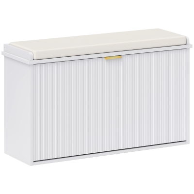 HOMCOM Elegant Eight Shoe Bench, with Top Seat - White
