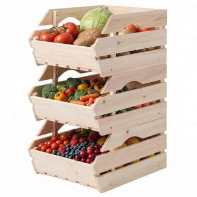Outsunny Support Fruits Bois 3 Étages Amovibles 37,5x27x60cm