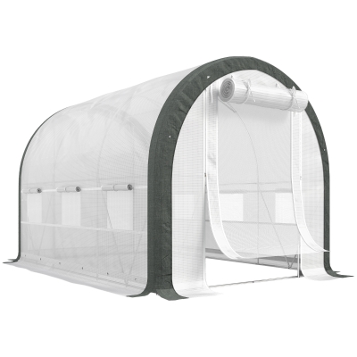 Outsunny 3 x 2(m) Walk-In Tunnel Greenhouse, with Accessories - White