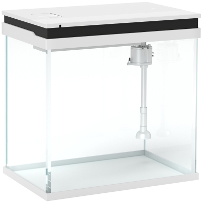 PawHut 26L Glass Fish Tank With Filter System, LED Lights, Water Pump, White