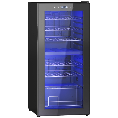 HOMCOM 32-Bottle Narrow Wine Fridge, with Lights - Black