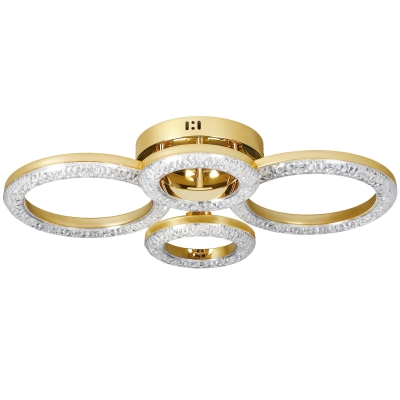 HOMCOM LED Ceiling Light, Modern Dimmable 4 Rings Ceiling Lamp with Wall Switch, 40W 4350lm Flush Mount Ceiling Light with 3500K/4500K/6000K Colour Temperatures for Living Room, Bedroom, Gold Tone