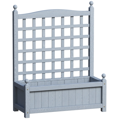 Outsunny Garden Planters with Trellis for Climbing Vines, Wood Raised Beds for Garden, Flower Pot, Indoor Outdoor, Grey