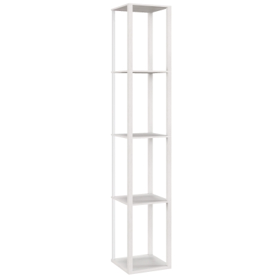 HOMCOM RGB LED Floor Lamp with Shelves, Modern Dimmable Standing Lamp with Remote Control, Adjustable Brightness & Speed for Living Room, Bedroom, Office, White