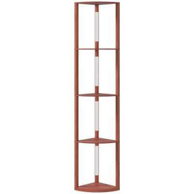 HOMCOM Corner Floor Lamp for Living Room Bedroom with Dimmable Warm White LED Light, Modern Tall Standing Lamp, Brown