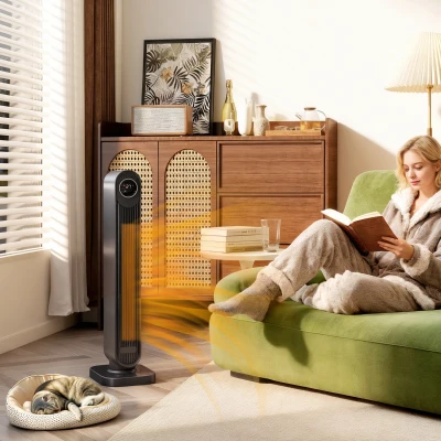 HOMCOM 2000W Ceramic Electric Heater with Fan, Timer, Oscillation - Black