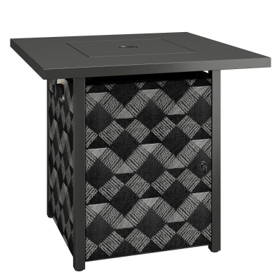 Outsunny Square Propane Gas Fire Pit Table,12 KW Firepit Outdoor Patio Heater with Glass Wind Guard, Lava Rocks, Gas Tank Holder