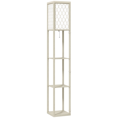 HOMCOM Three-Shelf Standing Lamp - Oak/White
