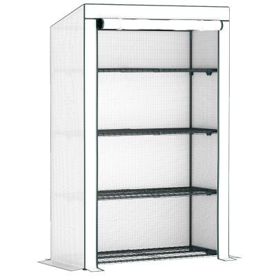 Outsunny Four-Tier Mini Greenhouse - Green/White