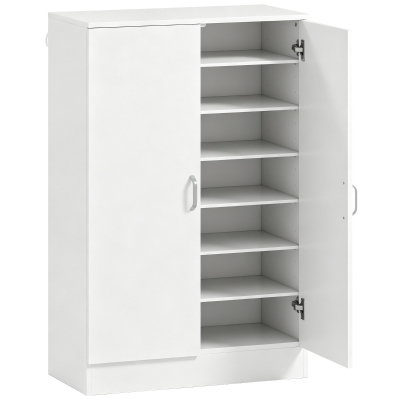 HOMCOM Armoire à Chaussures 2 Portes Bois Naturel 6 Étagères