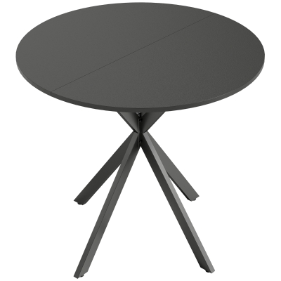 HOMCOM Runder Küchentisch, 80 cm, kompakte Tischplatte, Spanplatte, Metall, Schwarz
