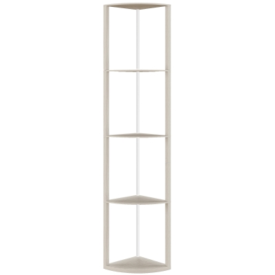 HOMCOM RGB LED Floor Lamp with Shelves, 5-Tier Dimmable Standing Lamp with Adjustable Brightness and Remote Control, Modern Corner Display Shelf Unit for Living Room Bedroom Office, Oak