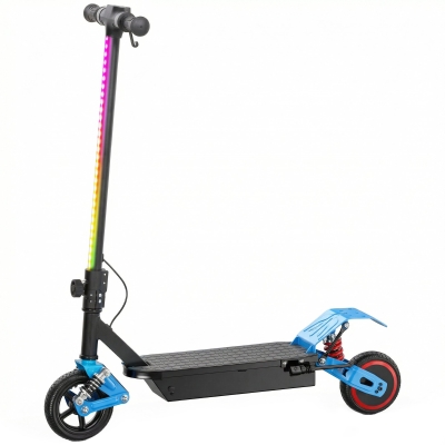 AIYAPLAY Foldable Kids Electric Scooter with LCD Display, Dual Shock Absorption, Up to 15 KM/H, Max Range 6 KM for Age 6-14, Blue