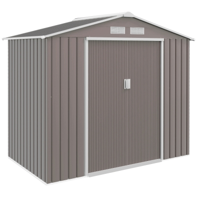 Outsunny Capanno Casetta da Giardino in Metallo Grigio