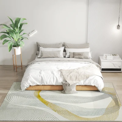 HOMCOM Modern Area Rug, Machine Washable Rug, Allergy-Friendly Floor Carpet for Living Room, Bedroom, Dining Room, Home Office, 230 x 160 cm, Cream White
