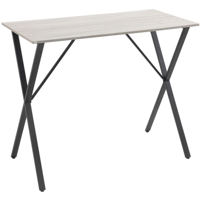 HOMCOM 120 cm Rectangular Bar Table for 4 People, Modern Breakfast Bar Table with Wood Effect Tabletop, Steel Legs, Coffee Desk for Living Room, White