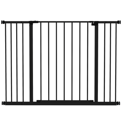 PawHut Cancelletto per Cani Estensibile con Viti e Ampia Apertura, in Metallo e Plastica, 76-107×76 cm, Nero