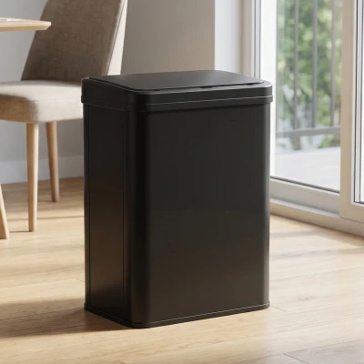HOMCOM 40L Sensor Bin with Soft-Close Lid, Stainless Steel Automatic Touchless Motion Sensor Kitchen Bin, Black