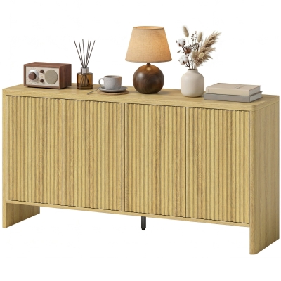 HOMCOM Buffet Chêne 4 Portes Rainurées, 147x40x77cm, Salon