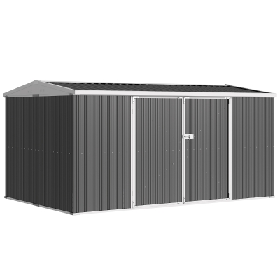 Outsunny Metal Storage Shed 14x8ft Lockable Grey