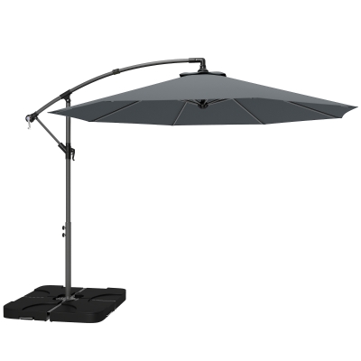 Outsunny Overhanging Parasol with Base Dark Grey 3m