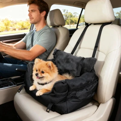 PawHut Dog Car Seat with Safety Leash Black 58x45x28cm