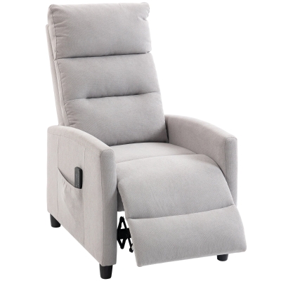 HOMCOM Fauteuil Massage Inclinable Chenille Gris avec Repose-Pieds