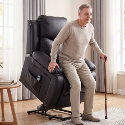 HOMCOM Fauteuil Releveur Électrique Relax avec Repose-pied Noir