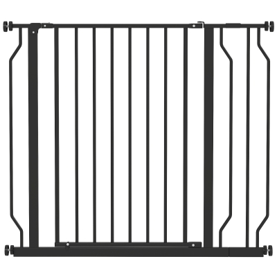 PawHut Hunde-Absperrgitter, Klemmmontage, verstellbare Länge, Stahl/ABS, 75-95 x 76cm, Schwarz