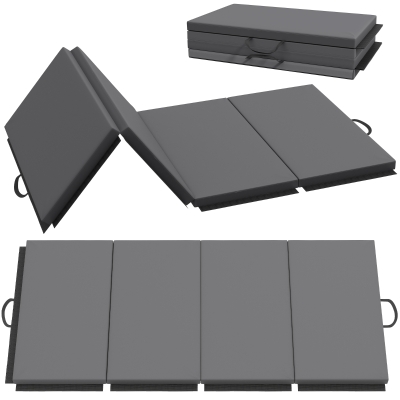 HOMCOM Tapis Gym Yoga Pliable 180x80x5cm Gris