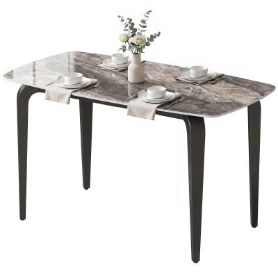 HOMCOM Table Moderne 130x70cm Pierre Frittée Marron 4 Personnes