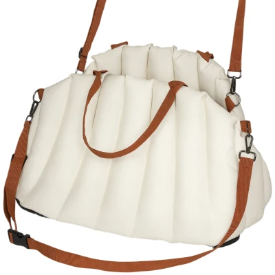 PawHut Hundetasche Hundetragetasche für Hunde unter 5 kg, 2 Gurte, Oxford-Stoff, Kissen, Leine, Cremeweiß