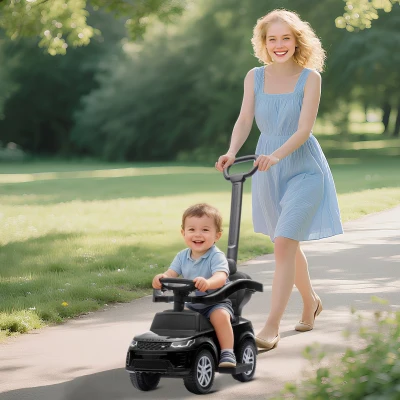 AIYAPLAY Correpasillos 2 en 1 para Niños de 18-36 Meses LAND ROVER DISCOVERY con Almacenaje Mango y Barandilla Extraíbles Negro
