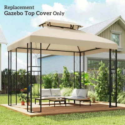 Outsunny Teto de Reposição 4x3 m com Teto Duplo Orifícios de Drenagem e Proteção UV Apenas Teto NÃO Inclui Estrutura Creme