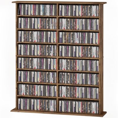 HOMCOM Meuble CD/DVD 16 Compartiments 12 Étagères Marron