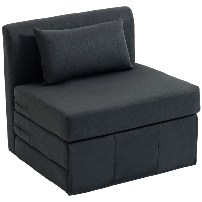 HOMCOM 2-in-1 Schlafsessel Klappbares Sofa-Bett mit Leinenstruktur, Gepolstertes Gästebett Klappstuhl, Dunkelgrau
